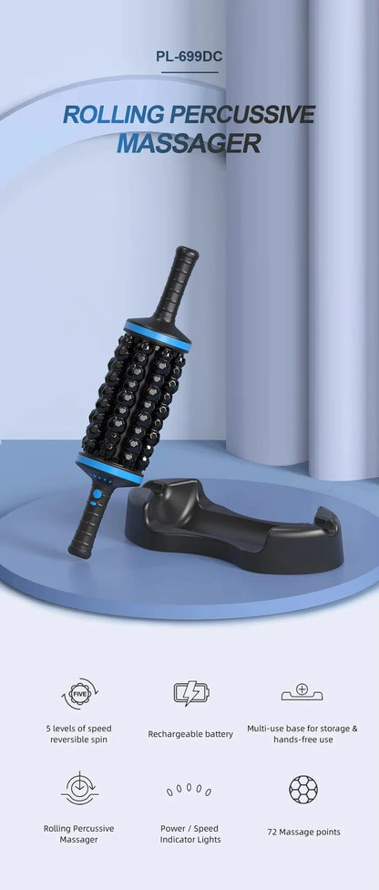 Rechargeable Roller Body Massage 360 Rolling Percussive Relief Muscle Relax Stress